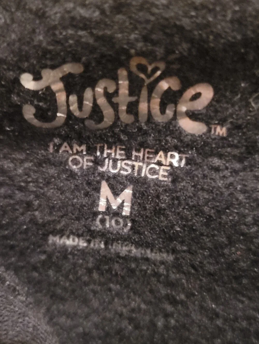 Girls Justice Sport Girls' Cropped Hoodie - Black Sparkle Rainbow Logo. Size 10